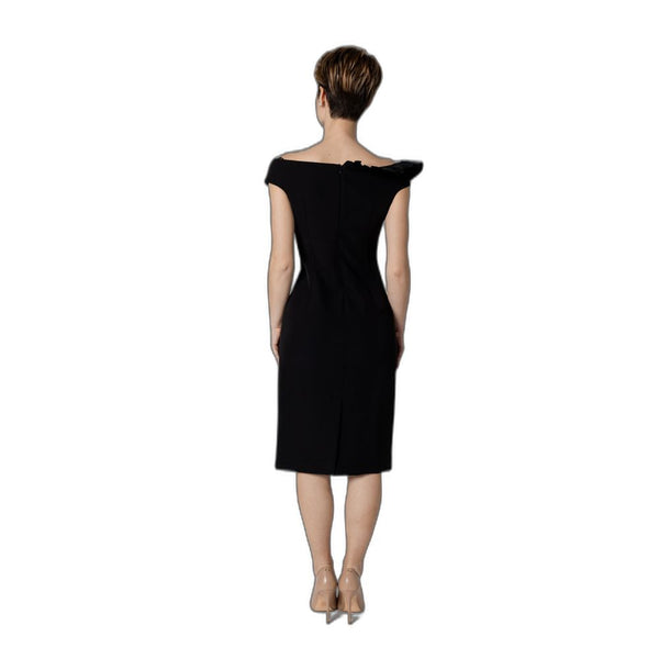 Sandro Ferrone Black Polyester Midi Dress