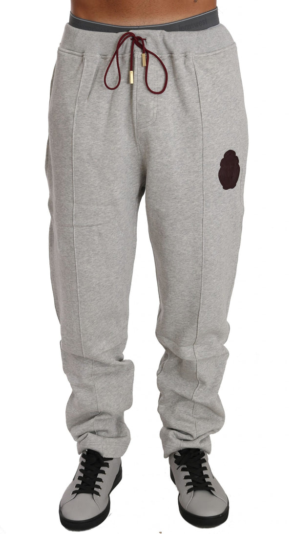 Elegant Gray Cotton Sweatsuit Ensemble