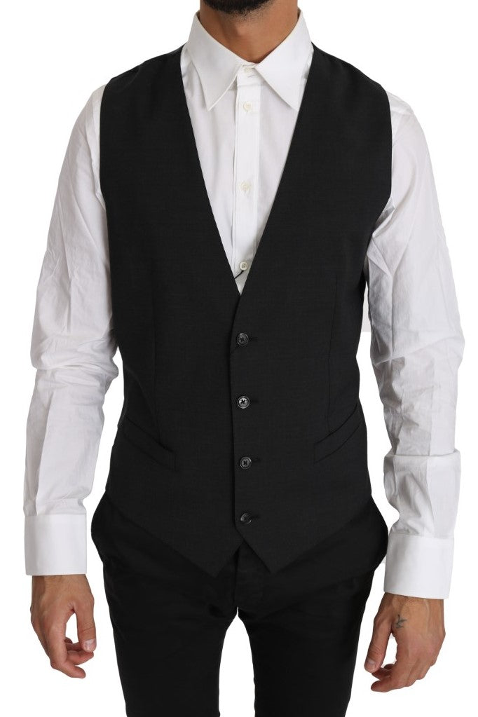 Gilet elegante slim fit in lana grigia