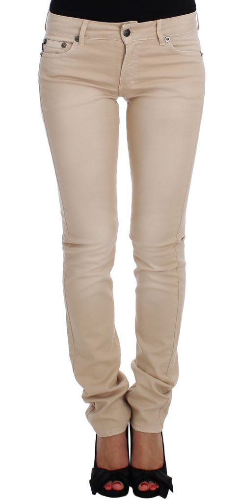 Jeans slim fit in cotone stretch beige