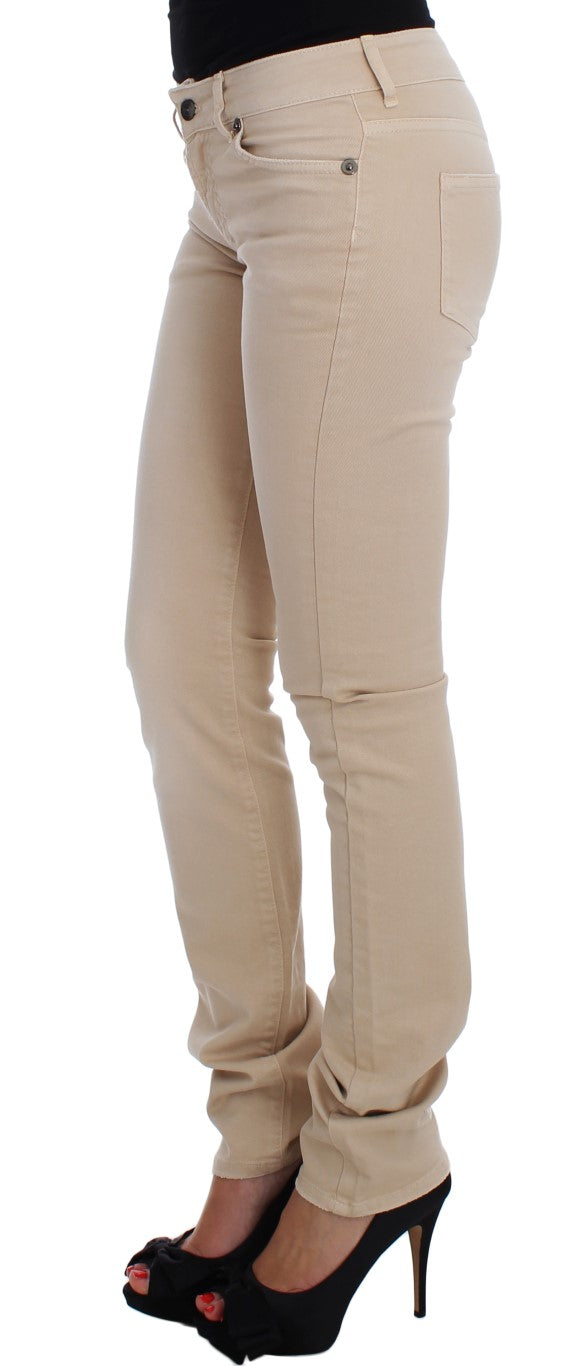 Jeans slim fit in cotone stretch beige