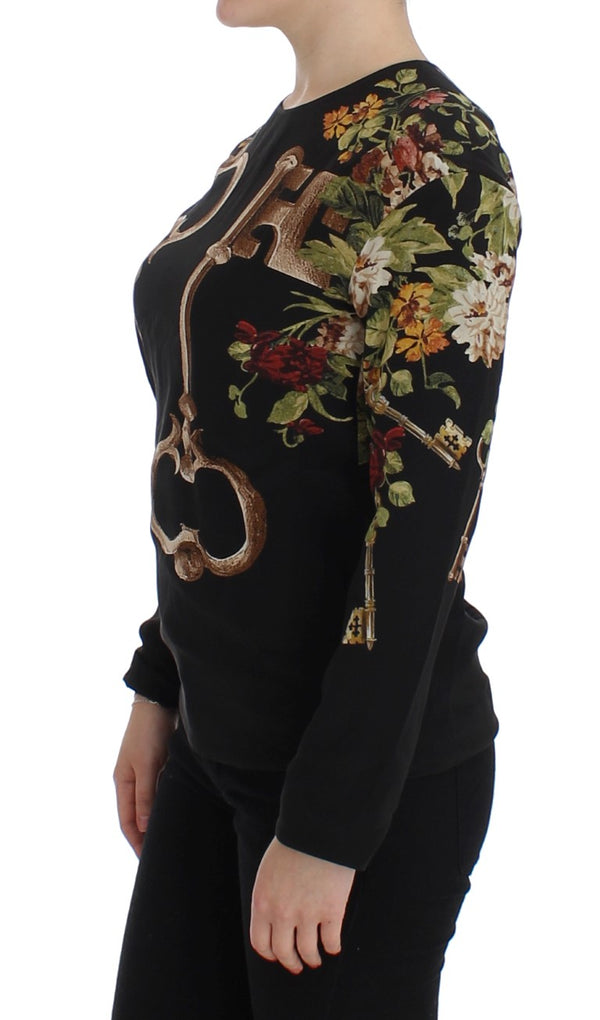 Elegant Medieval Print Silk Blouse