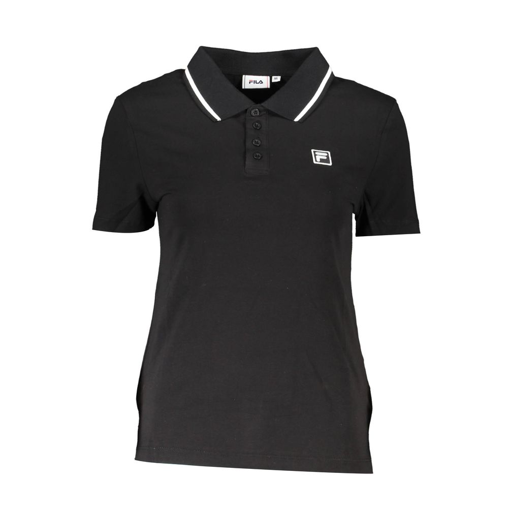 Polo donna in cotone nero