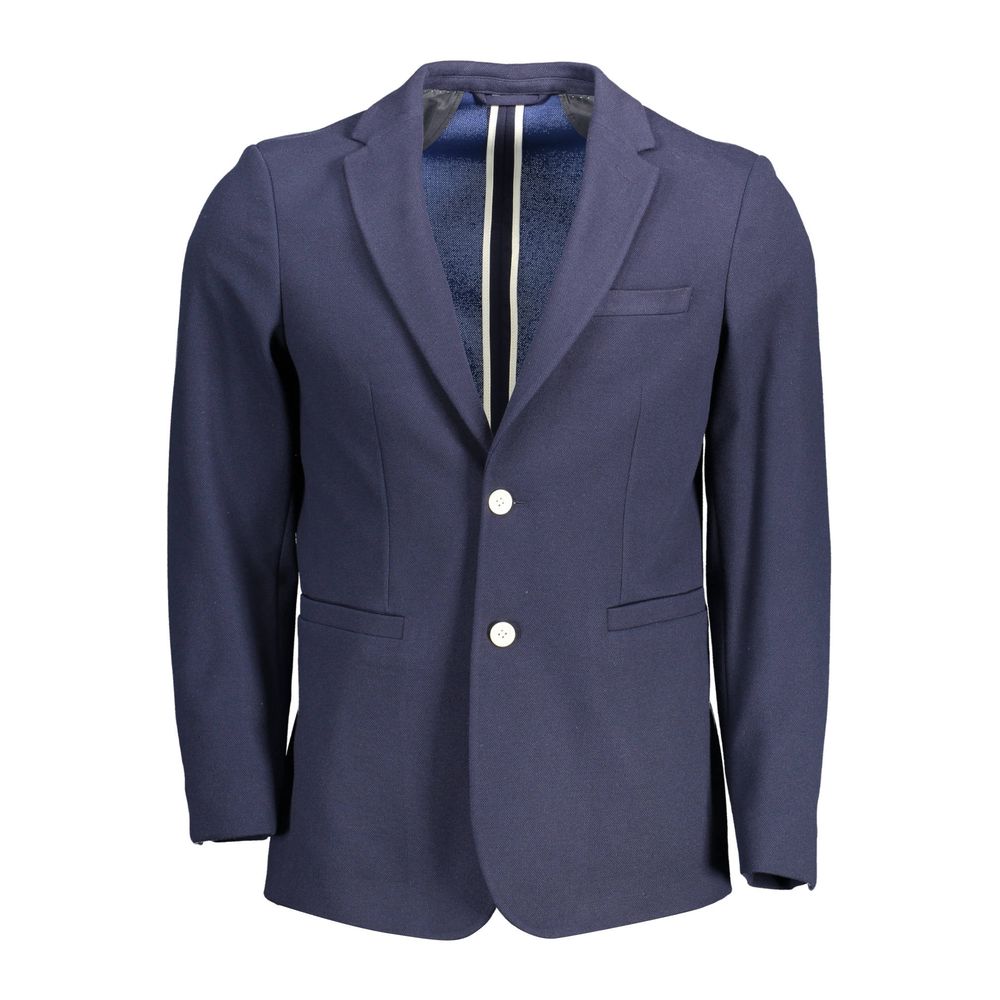 Blue Polyester Men Jacket