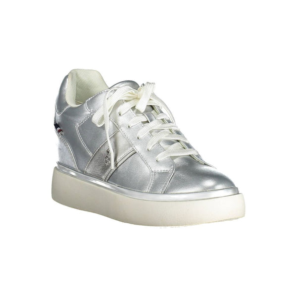 Silver Polyester Women Sneaker