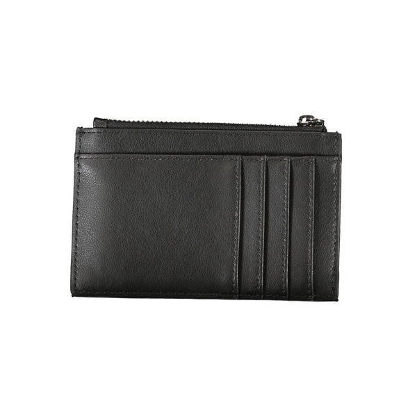 Sleek Black Zip Wallet with Contrast Detailing