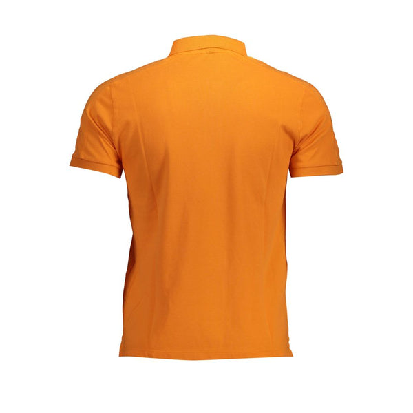 Orange Cotton Men Polo Shirt