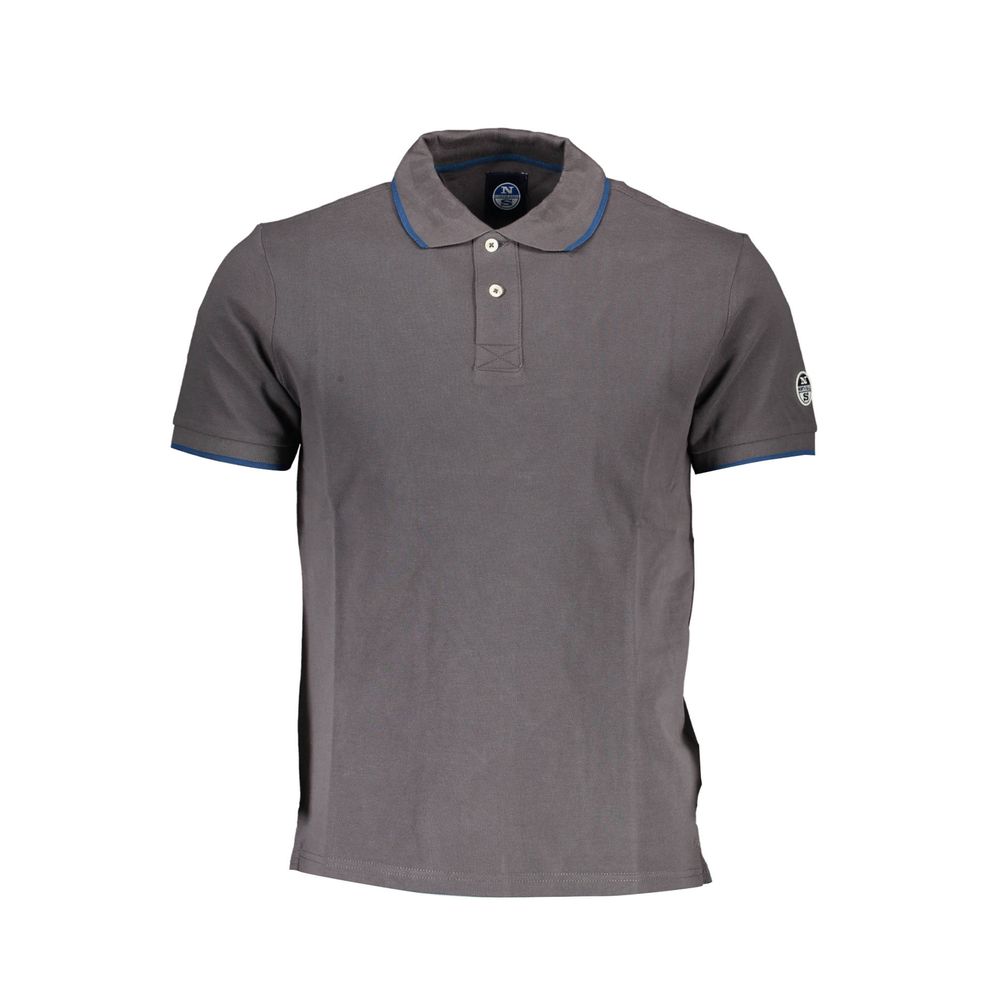 Gray Cotton Men Polo Shirt