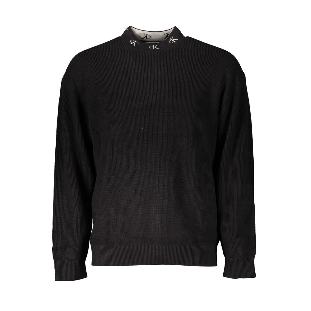 Black Cotton Men Sweater