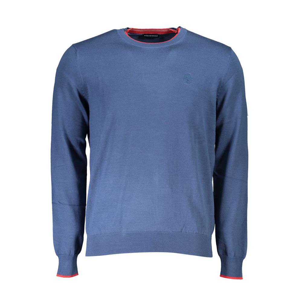 Blue Cotton Men Sweater