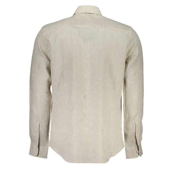 Camicia da uomo in lino beige