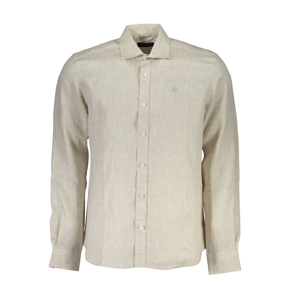 Camicia da uomo in lino beige