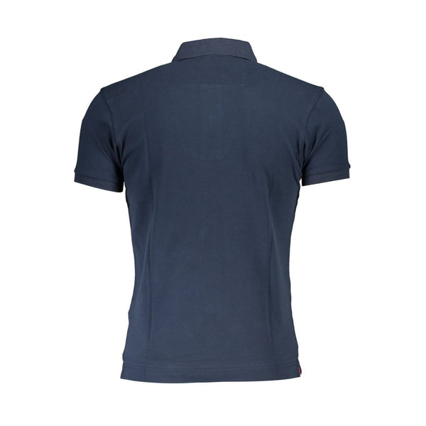 Blue Cotton Men Polo Shirt