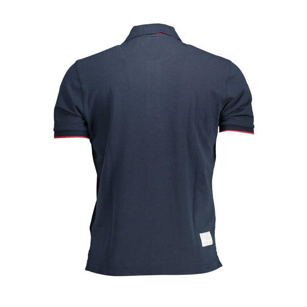 Blue Cotton Men Polo Shirt