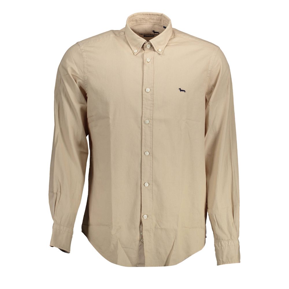 Camicia da uomo in cotone beige