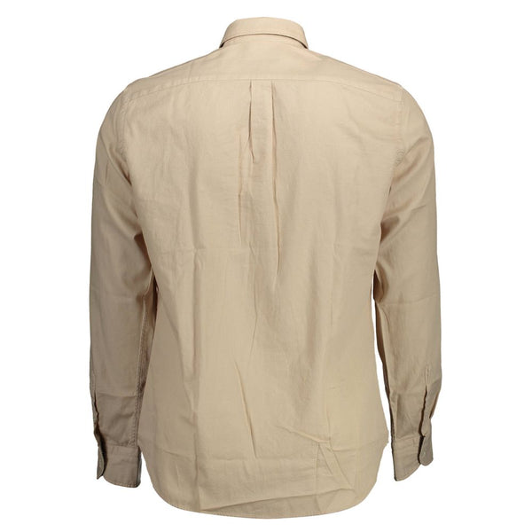 Camicia da uomo in cotone beige