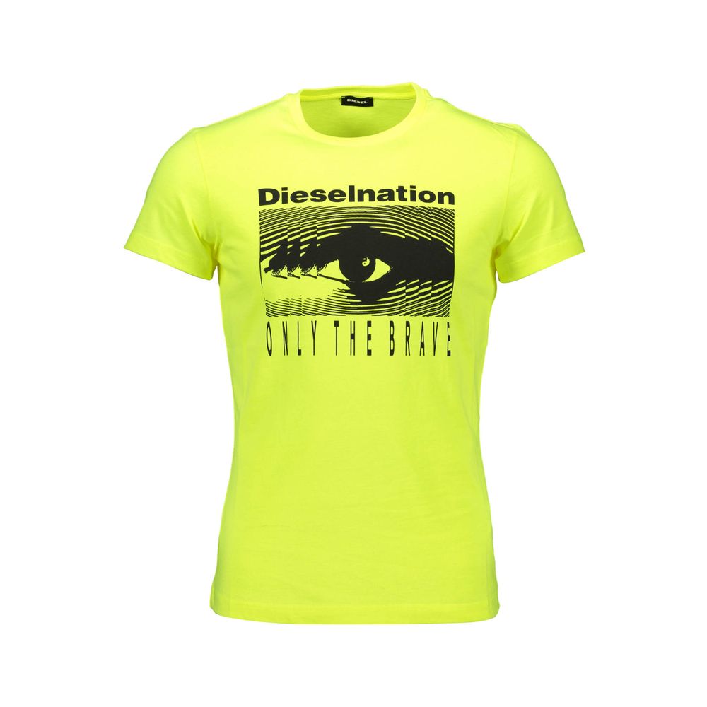 Yellow Cotton Men T-Shirt