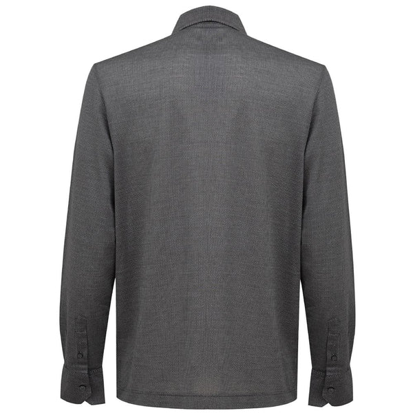 Canali Gray Cotton Pattern Shirt