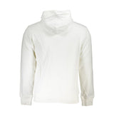 La Martina White Cotton Men Sweater with Hood and Zip Pockets