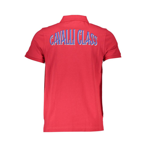 Cavalli Class Rosso Cotton Mens Polo Shirt