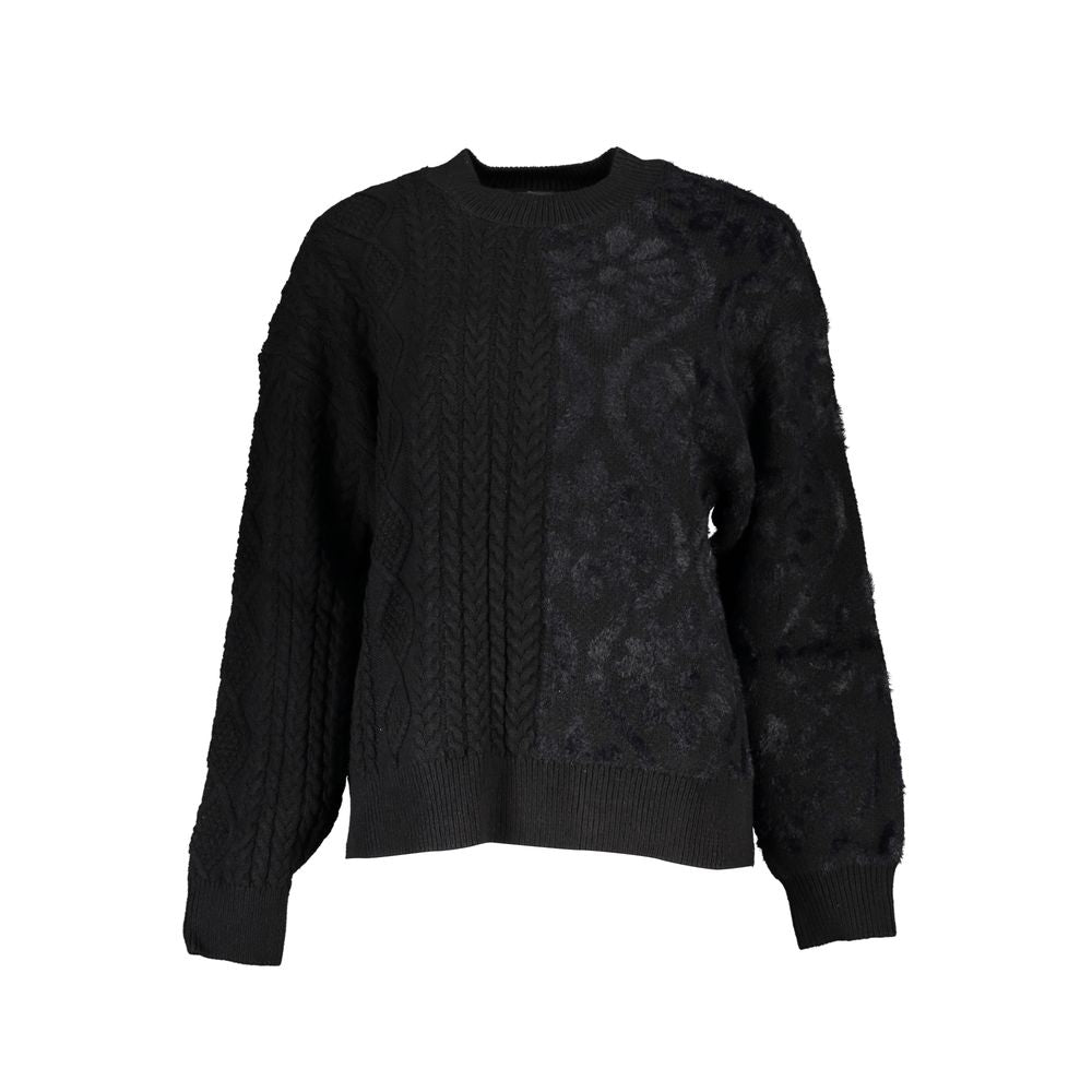 Desigual Black Cotton Women Sweater with Turtleneck