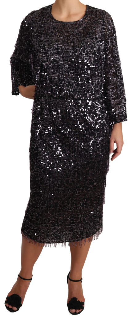 Sequined Shift Midi Dress – Timeless Elegance