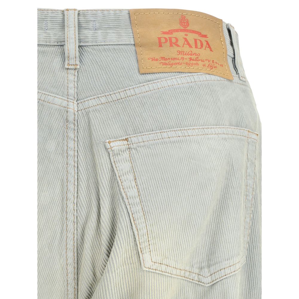 Prada Blue Cotton Casual Pants
