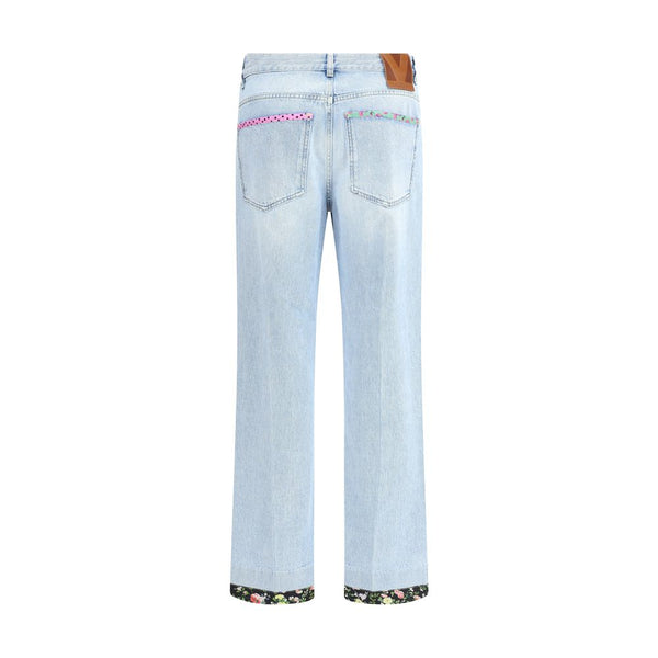 Valentino Light Blue Cotton Straight-Leg Jeans