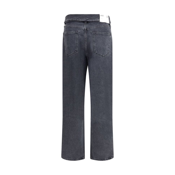 Agolde Black Cotton Tapered Jeans
