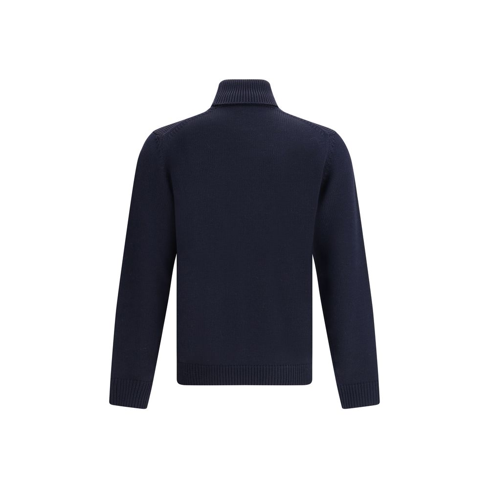 Roberto Collina Blue Merino Wool Turtleneck