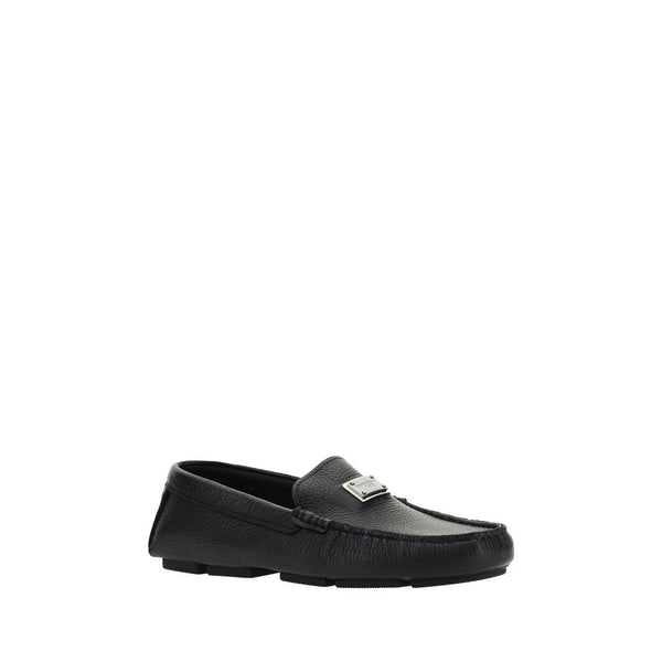 Dolce & Gabbana Black Rubber Slip-On Loafers