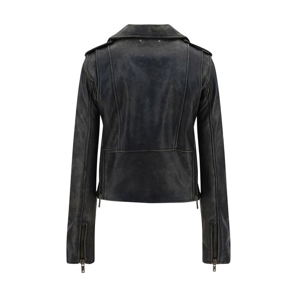 Golden Goose Black Calf Leather Bos Taurus Biker Jacket