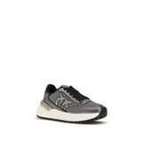 PINKO Gray Calf Leather Bos Taurus Athletic Sneakers