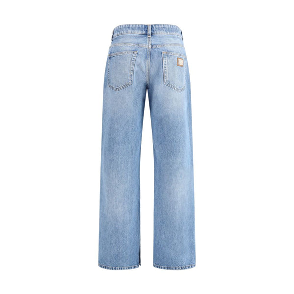 Dolce & Gabbana Light Blue Cotton Straight-Leg Jeans