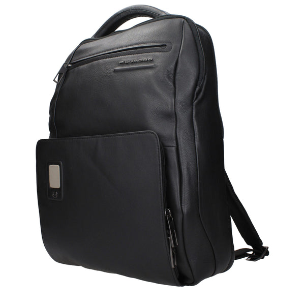 Piquadro Black Leather Backpack