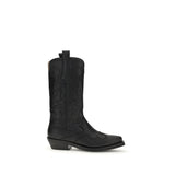 Ganni Black Recycled Leather Lace-Up Boots