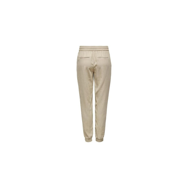 Only Beige Viscose Casual Pants