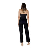 ICHI Black Cotton Relaxed Fit Jeans