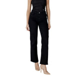 ICHI Black Cotton Relaxed Fit Jeans