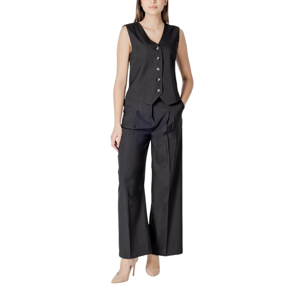 ICHI Black Polyester Dress Pants