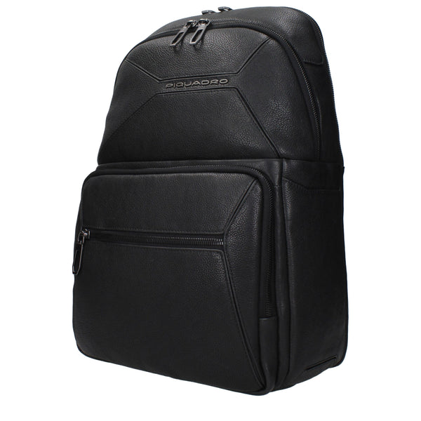 Piquadro Black Leather Backpack