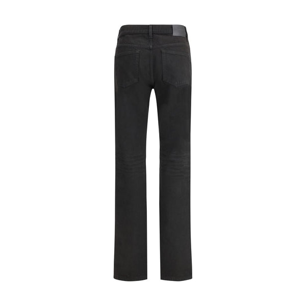 Saint Laurent Black Cotton Straight-Leg Jeans