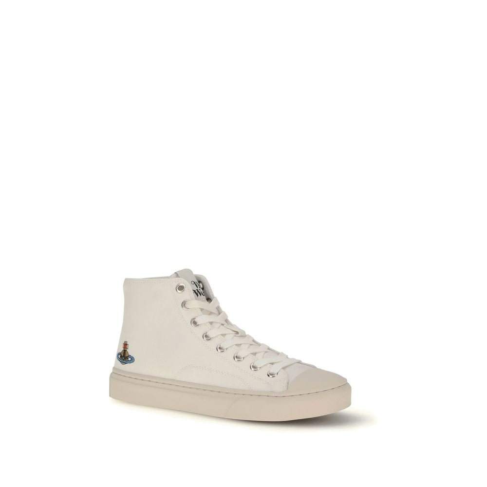Vivienne Westwood White Cotton High Top Sneakers