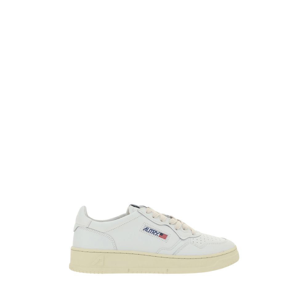 Autry White Calf Leather Bos Taurus Low Top Sneakers