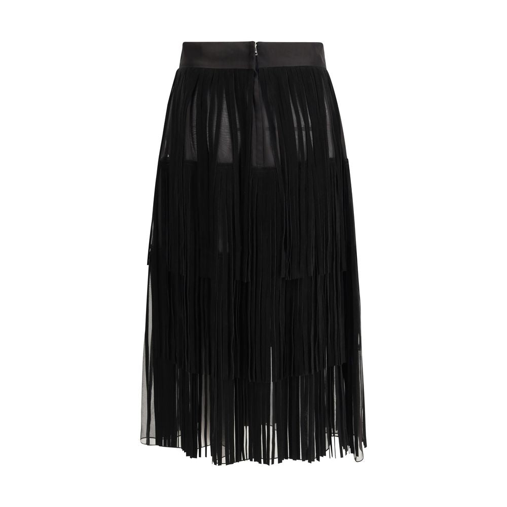 Dolce & Gabbana Black Silk Long Skirt