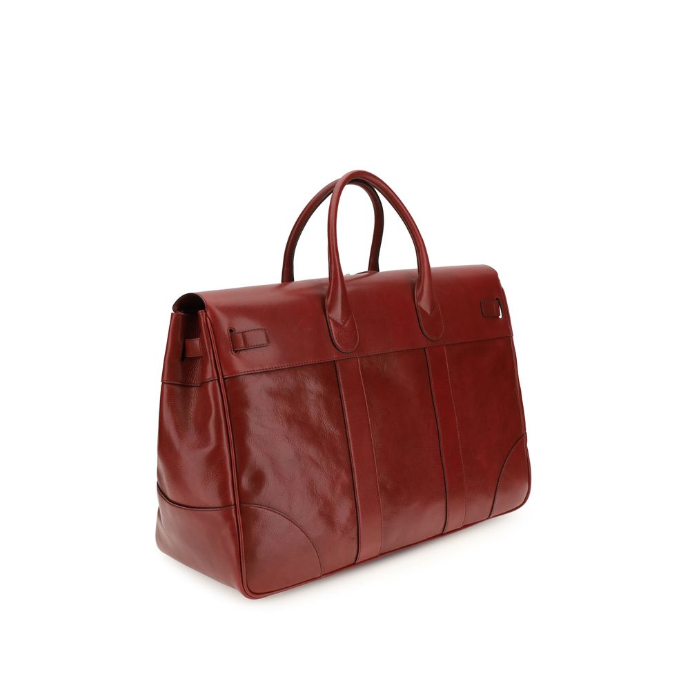 Brunello Cucinelli Bordeaux Calf Leather Bos Taurus Luggage And Travel