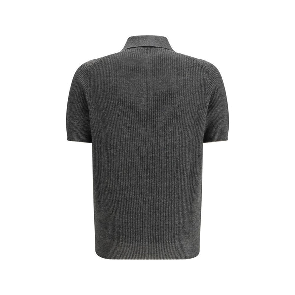 Brunello Cucinelli Gray Cotton Polo Shirt