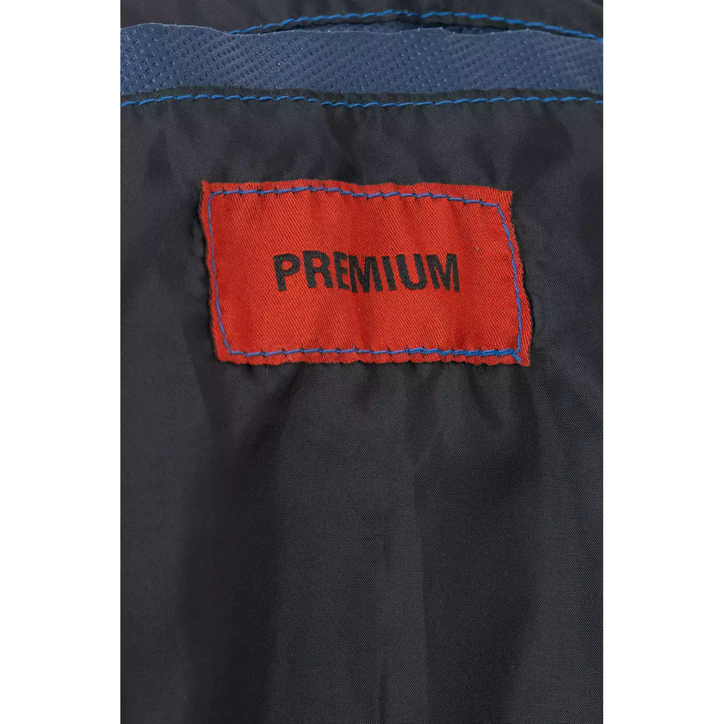 Giacca Biker In Vera Pelle Blu Medio Uomo Slim Cuciture Frontali Rindway