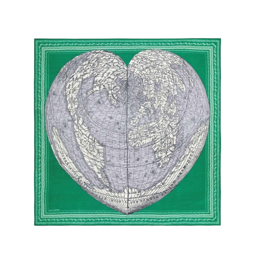 Foulard Quadrato Mappemonde Verde