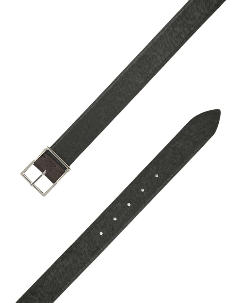 Cintura Double Biometrica Dollaro+Saffiano - Ebano+Nero